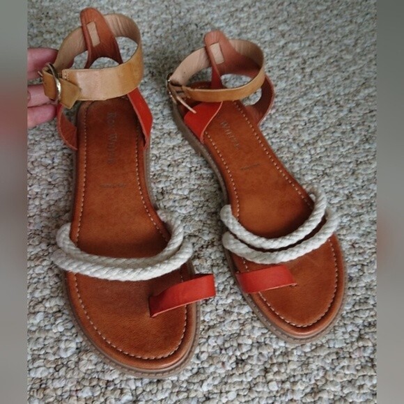 Ron White Saralie Braided Toe Strap Sandal In Orange & Brown size 9.5 - Picture 3 of 12